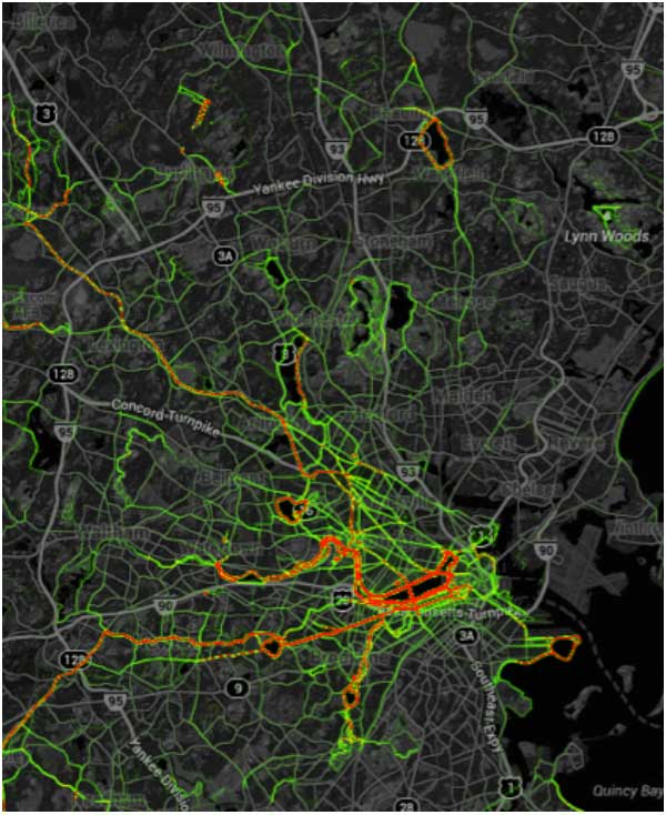 Nota: Sólo registra los usuarios de la app Strava. Fuente: STRAVA LABS. 