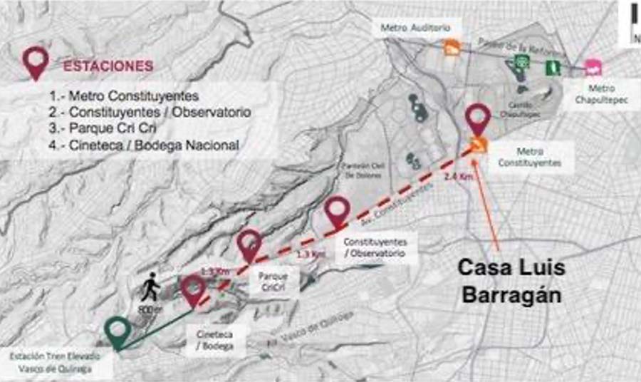 Fuente: Secretaría de Obras y Servicios de la Ciudad de México, con indicación superpuesta de la casa